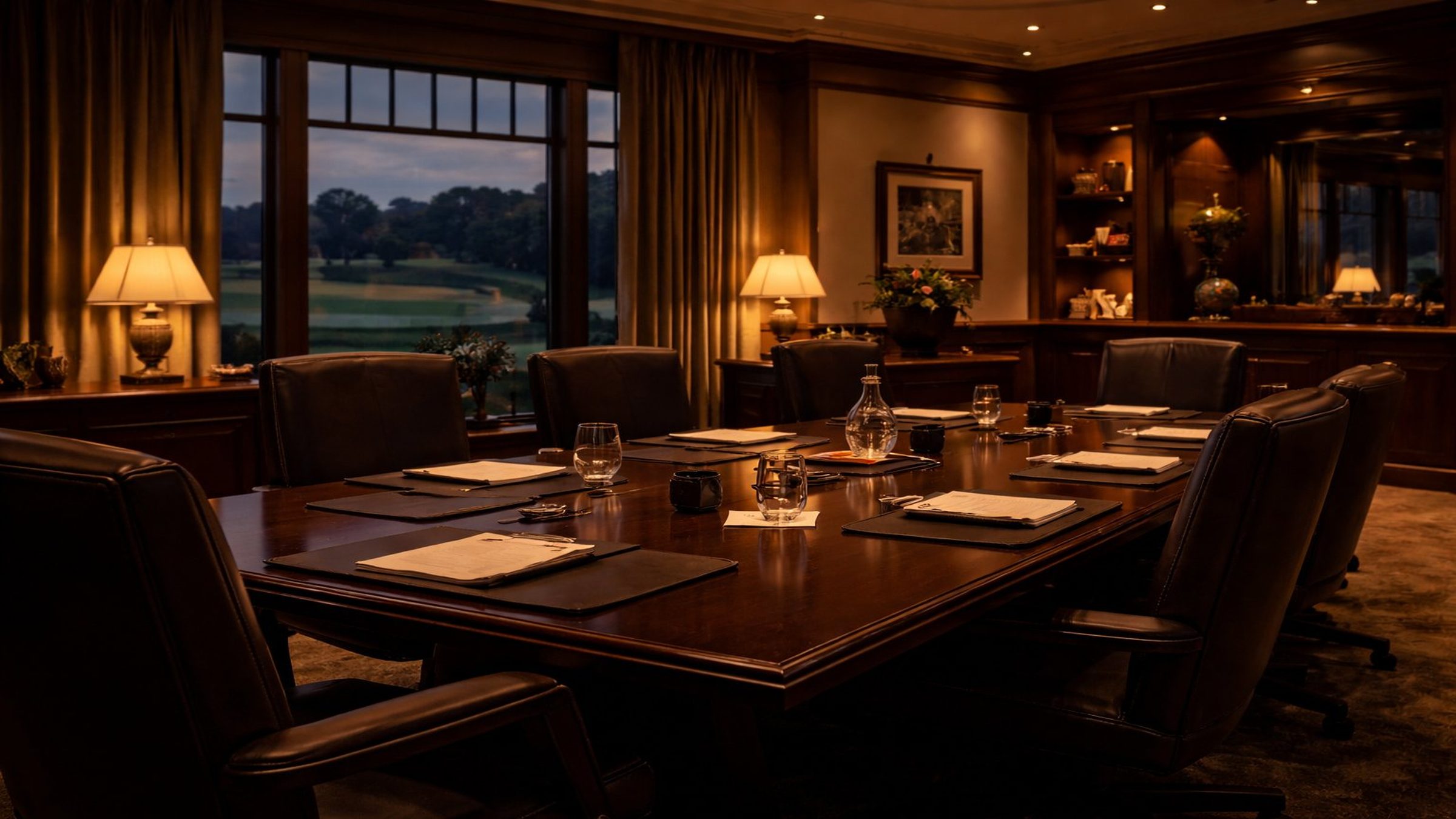 Executive boardroom overlooking golf course
